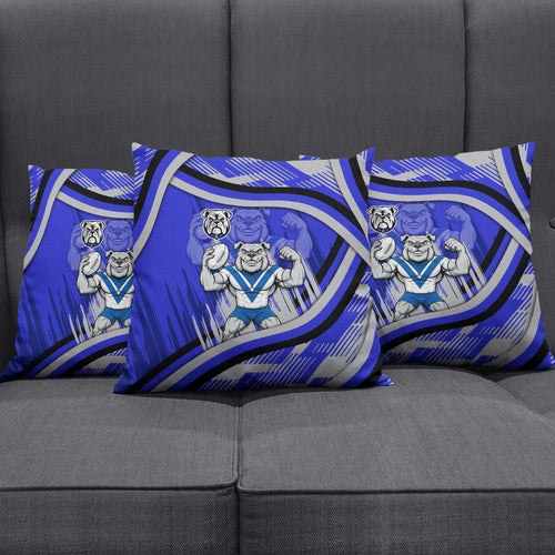 Bulldogs Rugby Mascot Pillow Cover Fierce Athlete Graphic in Sports Style