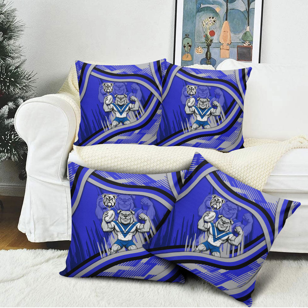 Bulldogs Rugby Mascot Pillow Cover Fierce Athlete Graphic in Sports Style