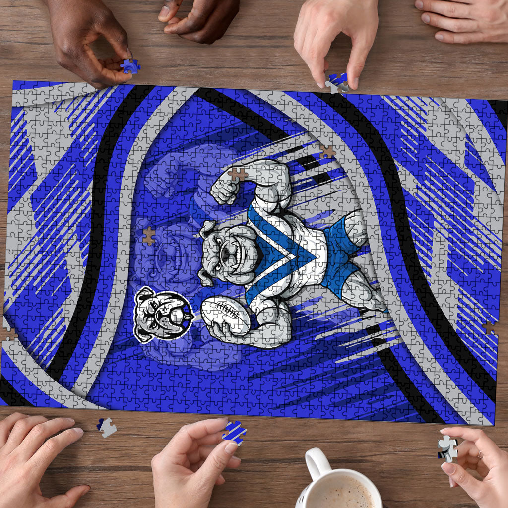 Bulldogs Rugby Mascot Puzzle Fierce Athlete Graphic in Sports Style