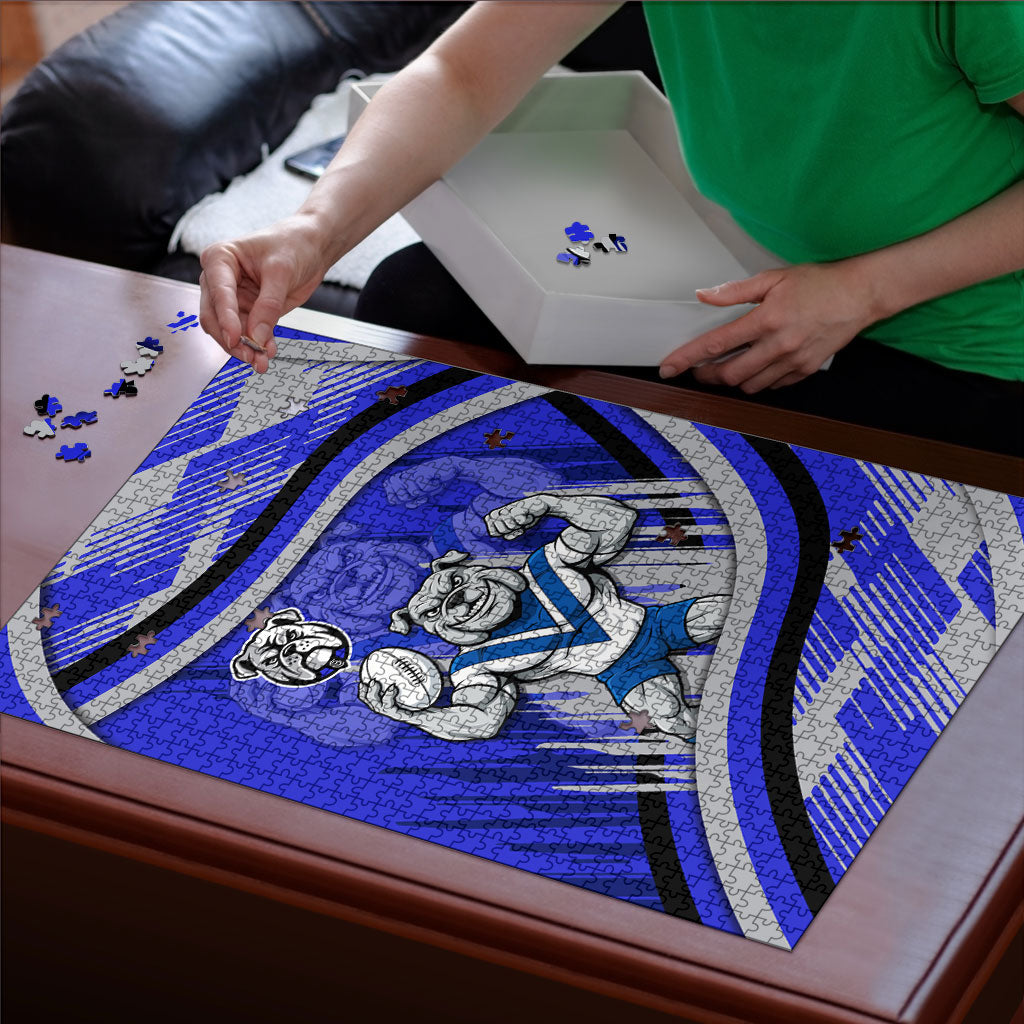 Bulldogs Rugby Mascot Puzzle Fierce Athlete Graphic in Sports Style