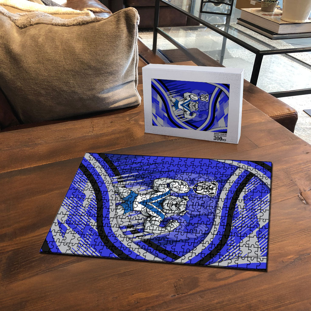 Bulldogs Rugby Mascot Puzzle Fierce Athlete Graphic in Sports Style
