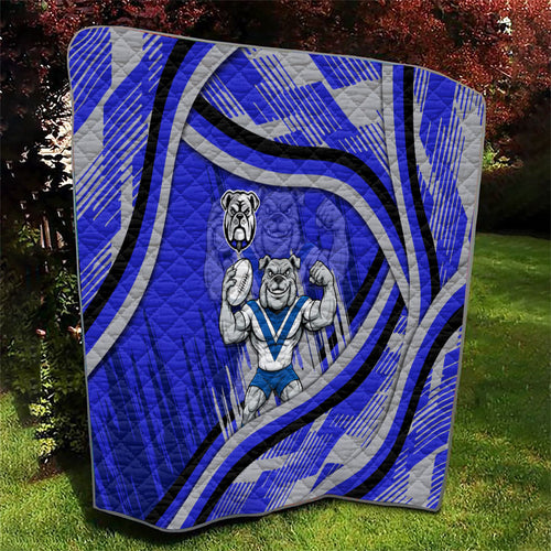 Bulldogs Rugby Mascot Quilt Fierce Athlete Graphic in Sports Style