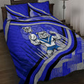 Bulldogs Rugby Mascot Quilt Bed Set Fierce Athlete Graphic in Sports Style