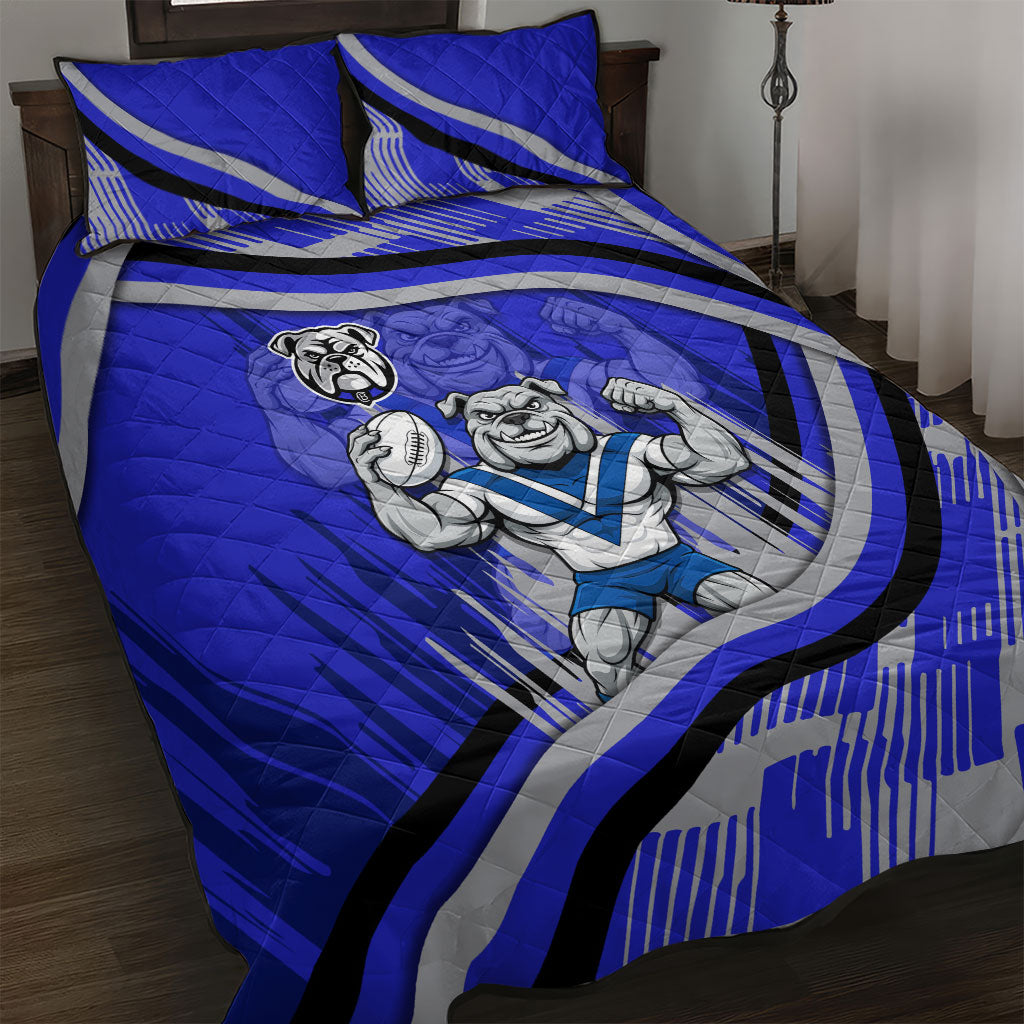 Bulldogs Rugby Mascot Quilt Bed Set Fierce Athlete Graphic in Sports Style