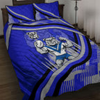 Bulldogs Rugby Mascot Quilt Bed Set Fierce Athlete Graphic in Sports Style