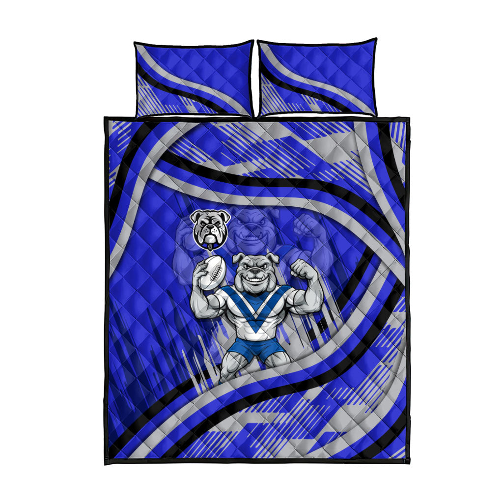 Bulldogs Rugby Mascot Quilt Bed Set Fierce Athlete Graphic in Sports Style