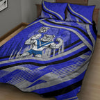 Bulldogs Rugby Mascot Quilt Bed Set Fierce Athlete Graphic in Sports Style