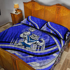 Bulldogs Rugby Mascot Quilt Bed Set Fierce Athlete Graphic in Sports Style
