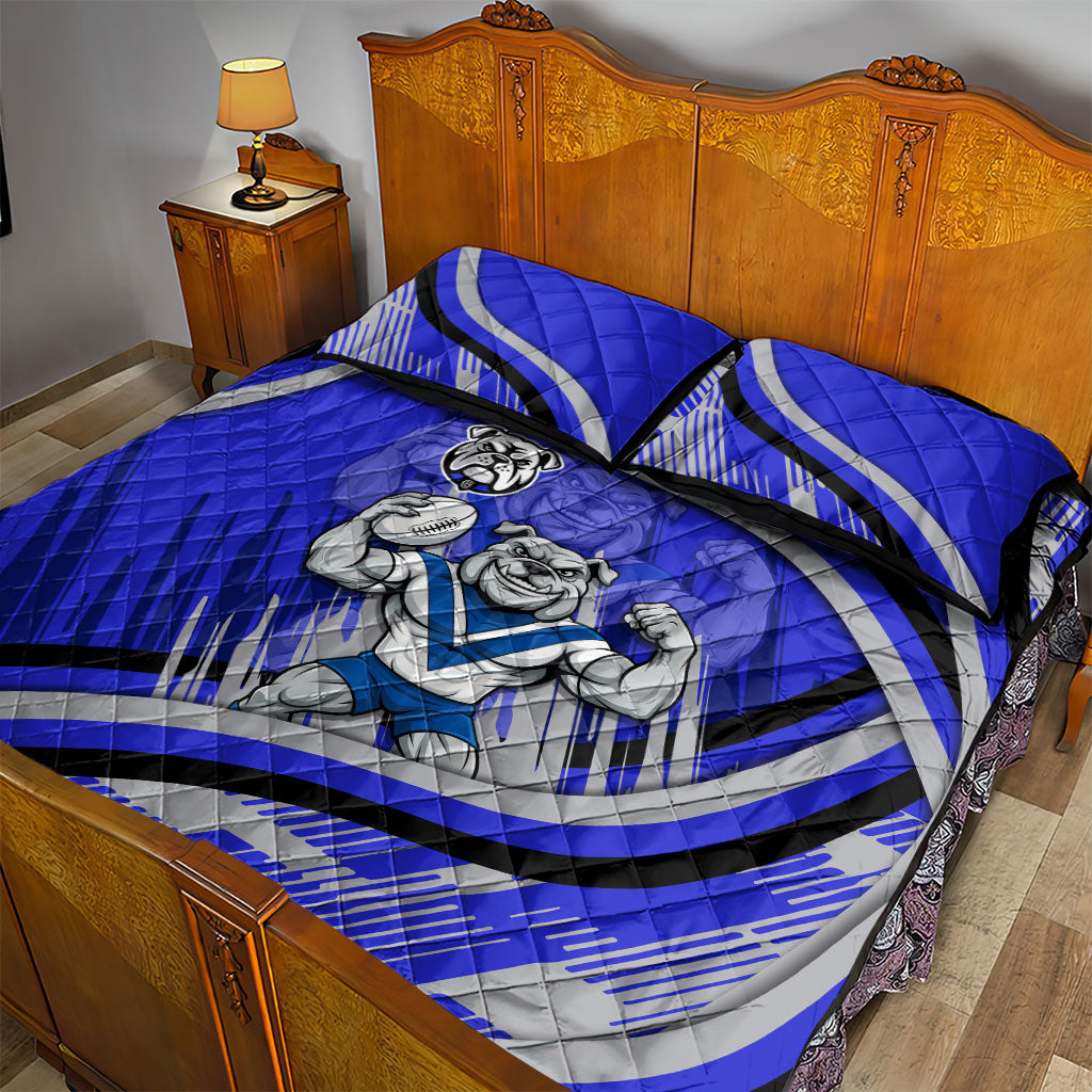 Bulldogs Rugby Mascot Quilt Bed Set Fierce Athlete Graphic in Sports Style