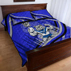 Bulldogs Rugby Mascot Quilt Bed Set Fierce Athlete Graphic in Sports Style