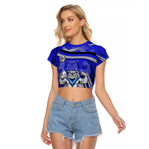 Bulldogs Rugby Mascot Raglan Cropped T Shirt Fierce Athlete Graphic in Sports Style
