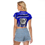 Bulldogs Rugby Mascot Raglan Cropped T Shirt Fierce Athlete Graphic in Sports Style