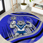 Bulldogs Rugby Mascot Round Carpet Fierce Athlete Graphic in Sports Style