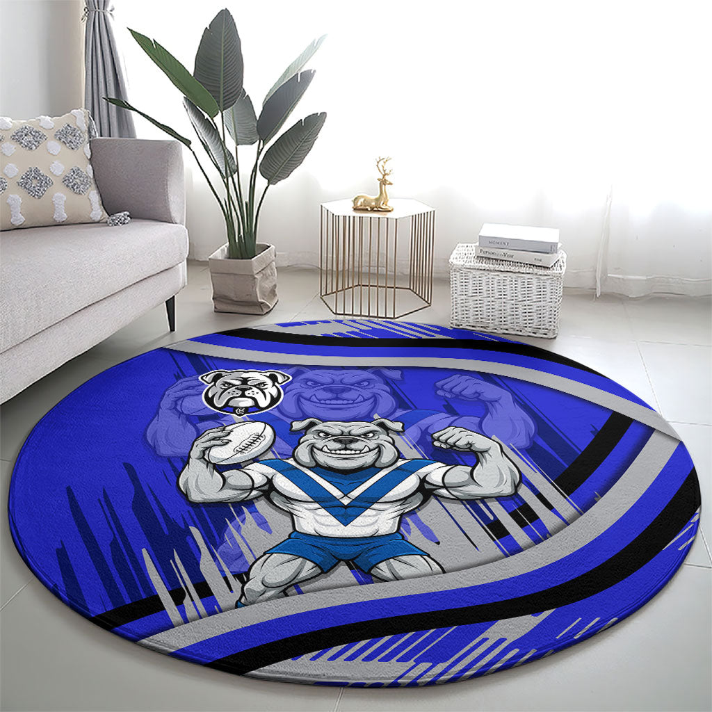 Bulldogs Rugby Mascot Round Carpet Fierce Athlete Graphic in Sports Style
