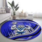 Bulldogs Rugby Mascot Round Carpet Fierce Athlete Graphic in Sports Style
