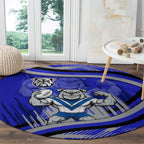 Bulldogs Rugby Mascot Round Carpet Fierce Athlete Graphic in Sports Style