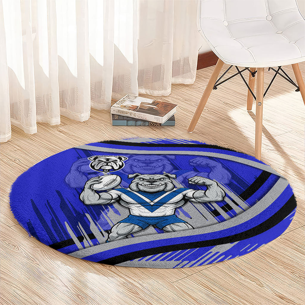 Bulldogs Rugby Mascot Round Carpet Fierce Athlete Graphic in Sports Style