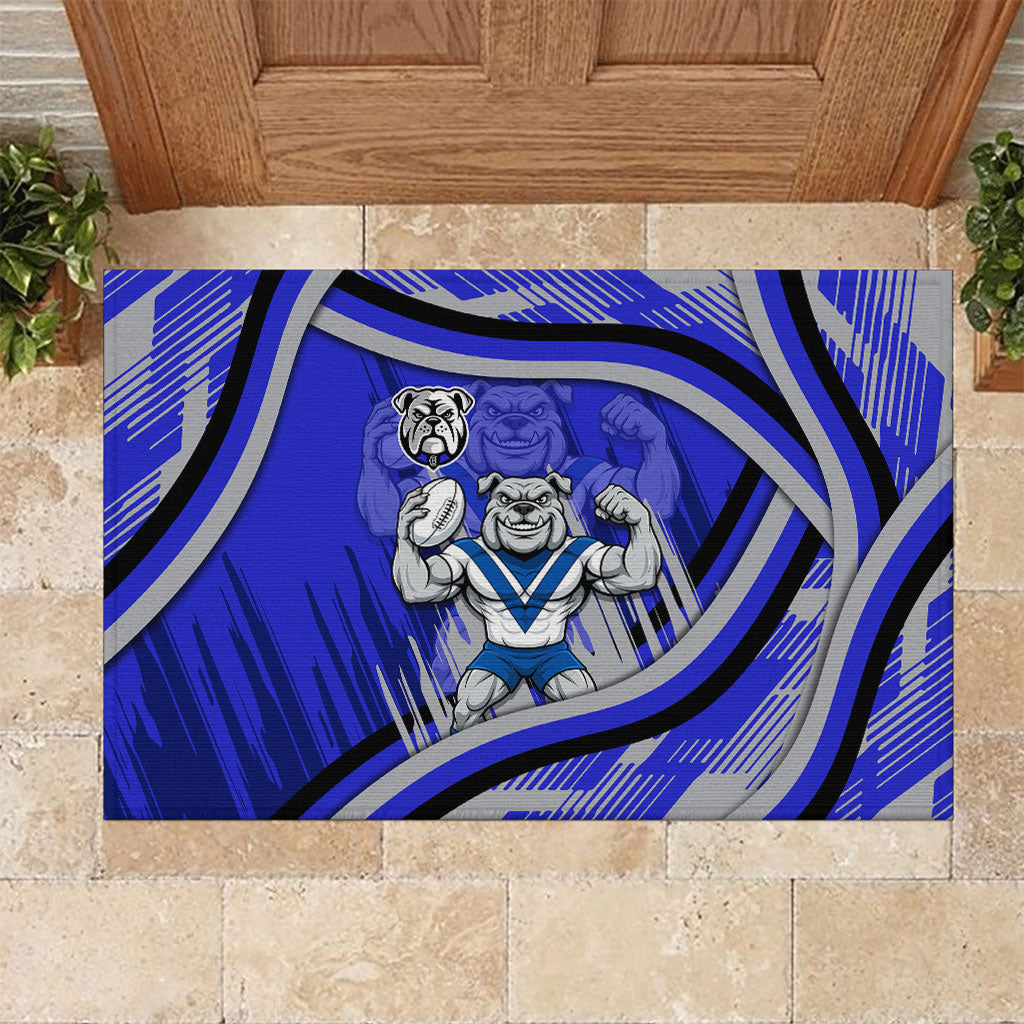 Bulldogs Rugby Mascot Rubber Doormat Fierce Athlete Graphic in Sports Style