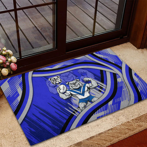 Bulldogs Rugby Mascot Rubber Doormat Fierce Athlete Graphic in Sports Style