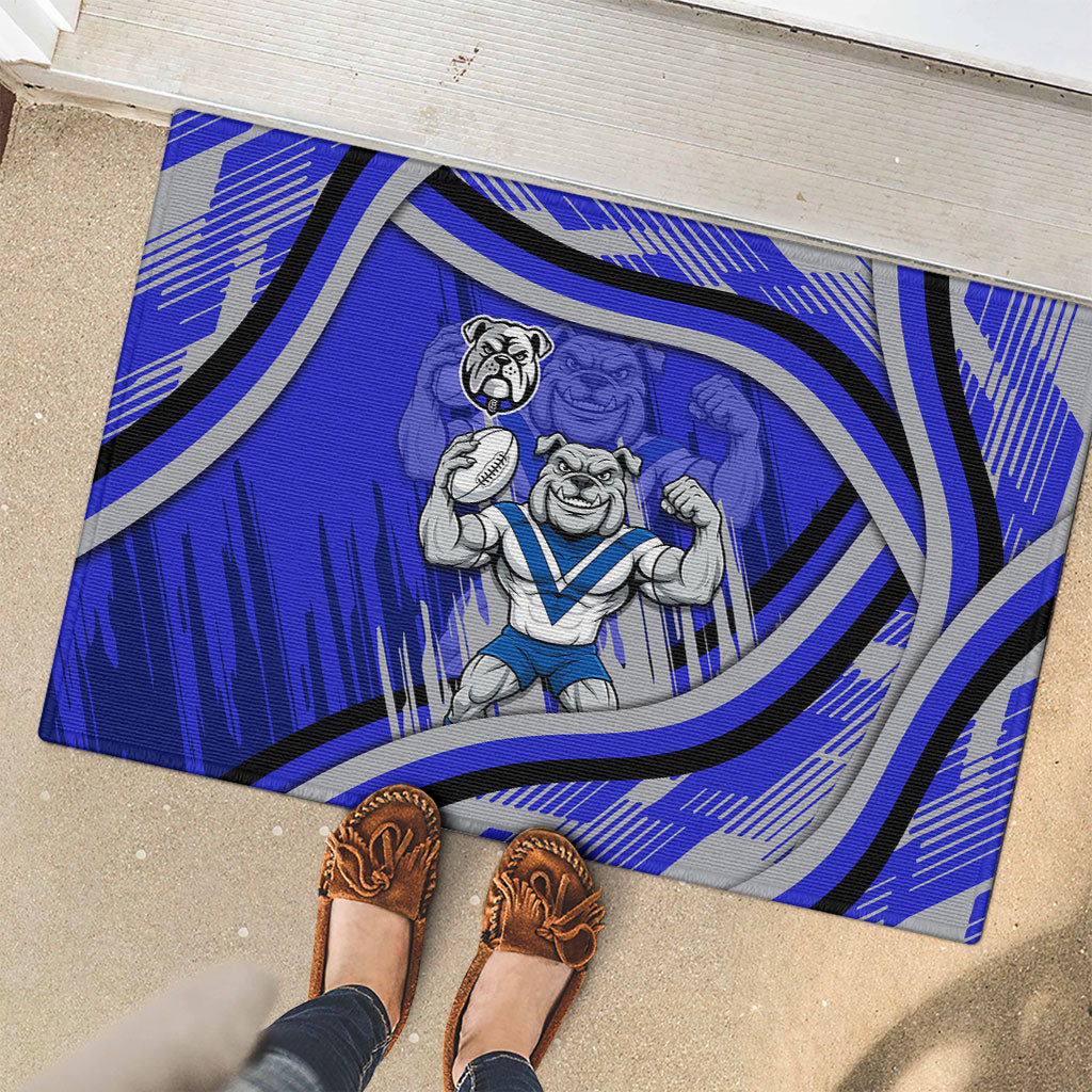 Bulldogs Rugby Mascot Rubber Doormat Fierce Athlete Graphic in Sports Style