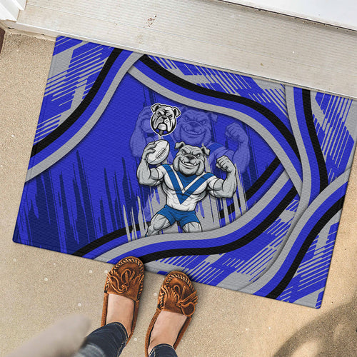 Bulldogs Rugby Mascot Rubber Doormat Fierce Athlete Graphic in Sports Style