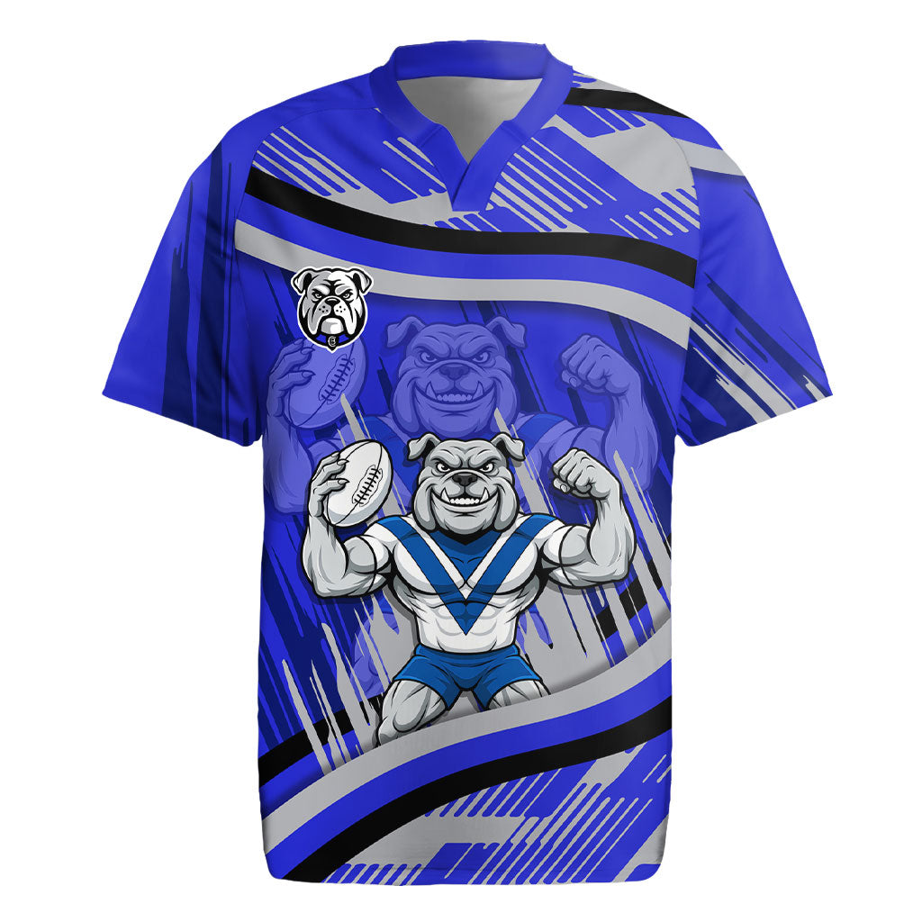 Bulldogs Rugby Mascot Rugby Jersey Fierce Athlete Graphic in Sports Style