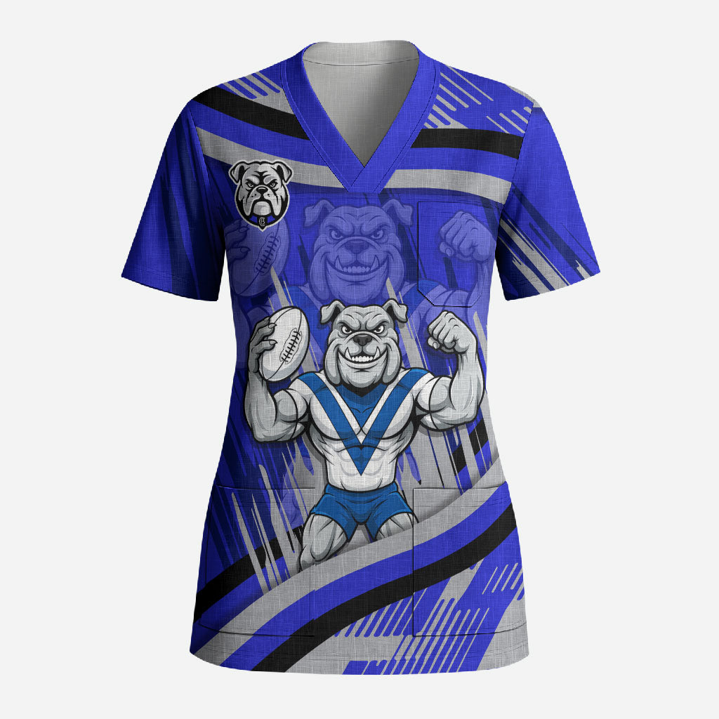 Bulldogs Rugby Mascot Scrub Top Fierce Athlete Graphic in Sports Style