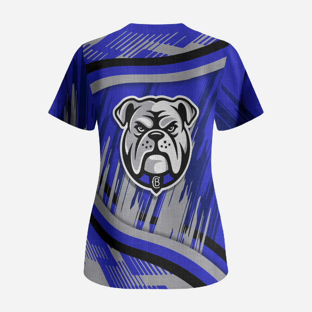 Bulldogs Rugby Mascot Scrub Top Fierce Athlete Graphic in Sports Style