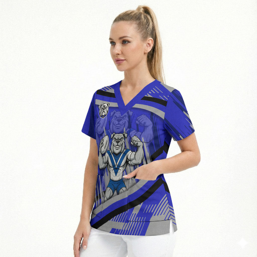 Bulldogs Rugby Mascot Scrub Top Fierce Athlete Graphic in Sports Style