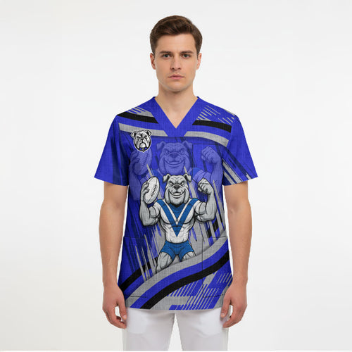 Bulldogs Rugby Mascot Scrub Top Fierce Athlete Graphic in Sports Style