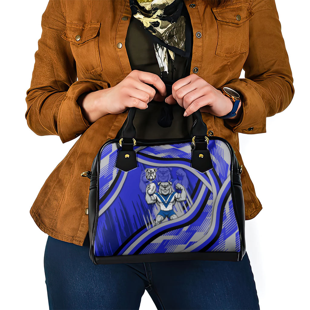 Bulldogs Rugby Mascot Shoulder Handbag Fierce Athlete Graphic in Sports Style