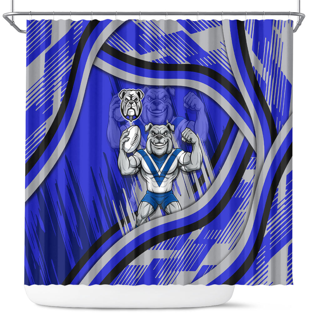 Bulldogs Rugby Mascot Shower Curtain Fierce Athlete Graphic in Sports Style