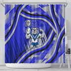 Bulldogs Rugby Mascot Shower Curtain Fierce Athlete Graphic in Sports Style