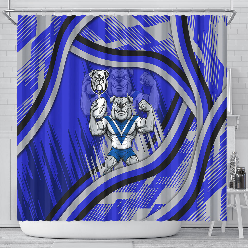 Bulldogs Rugby Mascot Shower Curtain Fierce Athlete Graphic in Sports Style