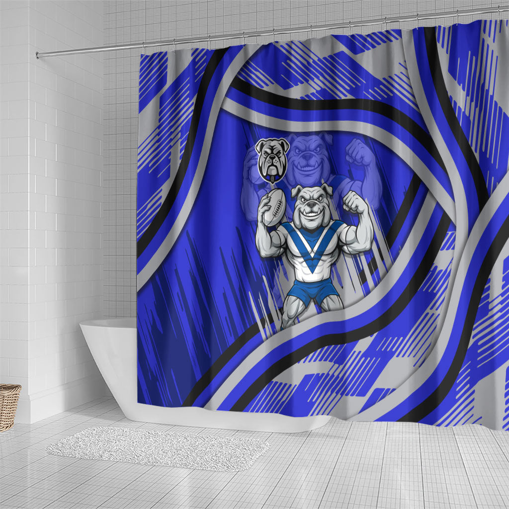 Bulldogs Rugby Mascot Shower Curtain Fierce Athlete Graphic in Sports Style