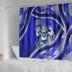 Bulldogs Rugby Mascot Shower Curtain Fierce Athlete Graphic in Sports Style
