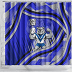 Bulldogs Rugby Mascot Shower Curtain Fierce Athlete Graphic in Sports Style