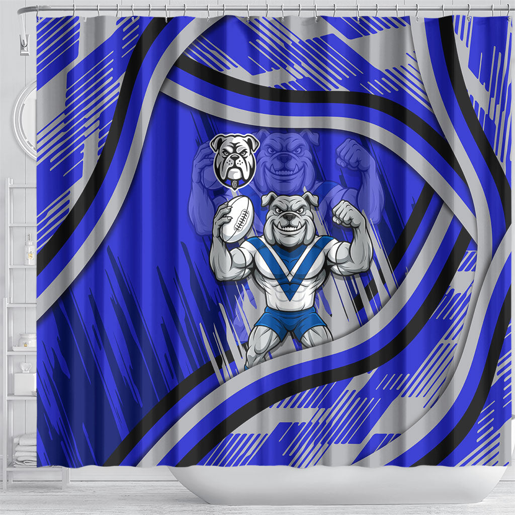 Bulldogs Rugby Mascot Shower Curtain Fierce Athlete Graphic in Sports Style