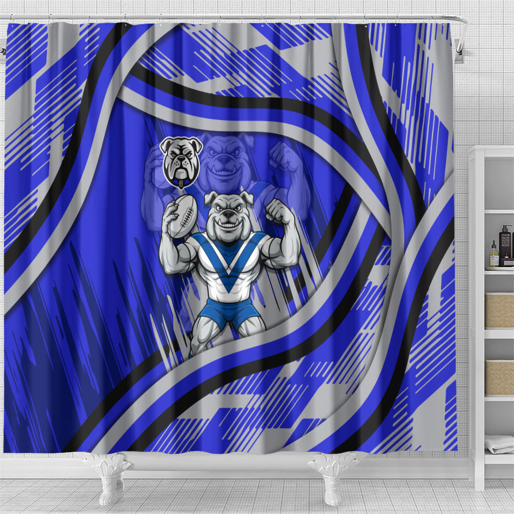 Bulldogs Rugby Mascot Shower Curtain Fierce Athlete Graphic in Sports Style