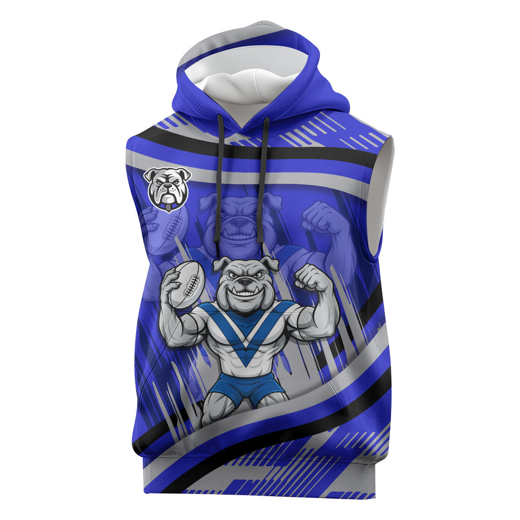 Bulldogs Rugby Mascot Sleeveless Hoodie Fierce Athlete Graphic in Sports Style