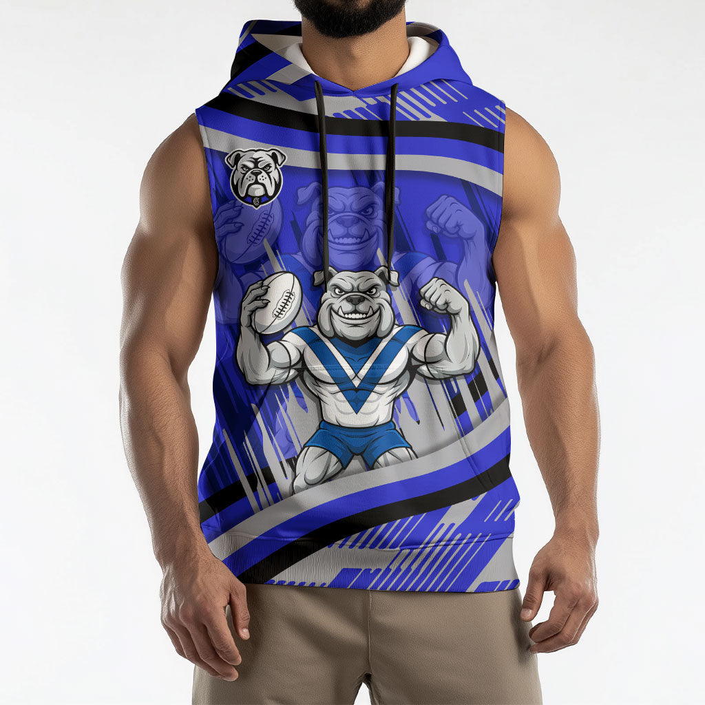 Bulldogs Rugby Mascot Sleeveless Hoodie Fierce Athlete Graphic in Sports Style