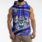 Bulldogs Rugby Mascot Sleeveless Hoodie Fierce Athlete Graphic in Sports Style
