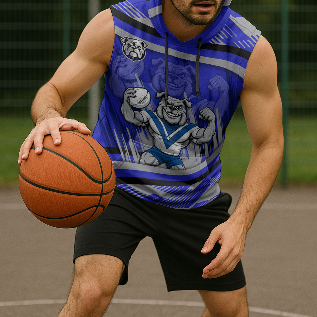 Bulldogs Rugby Mascot Sleeveless Hoodie Fierce Athlete Graphic in Sports Style