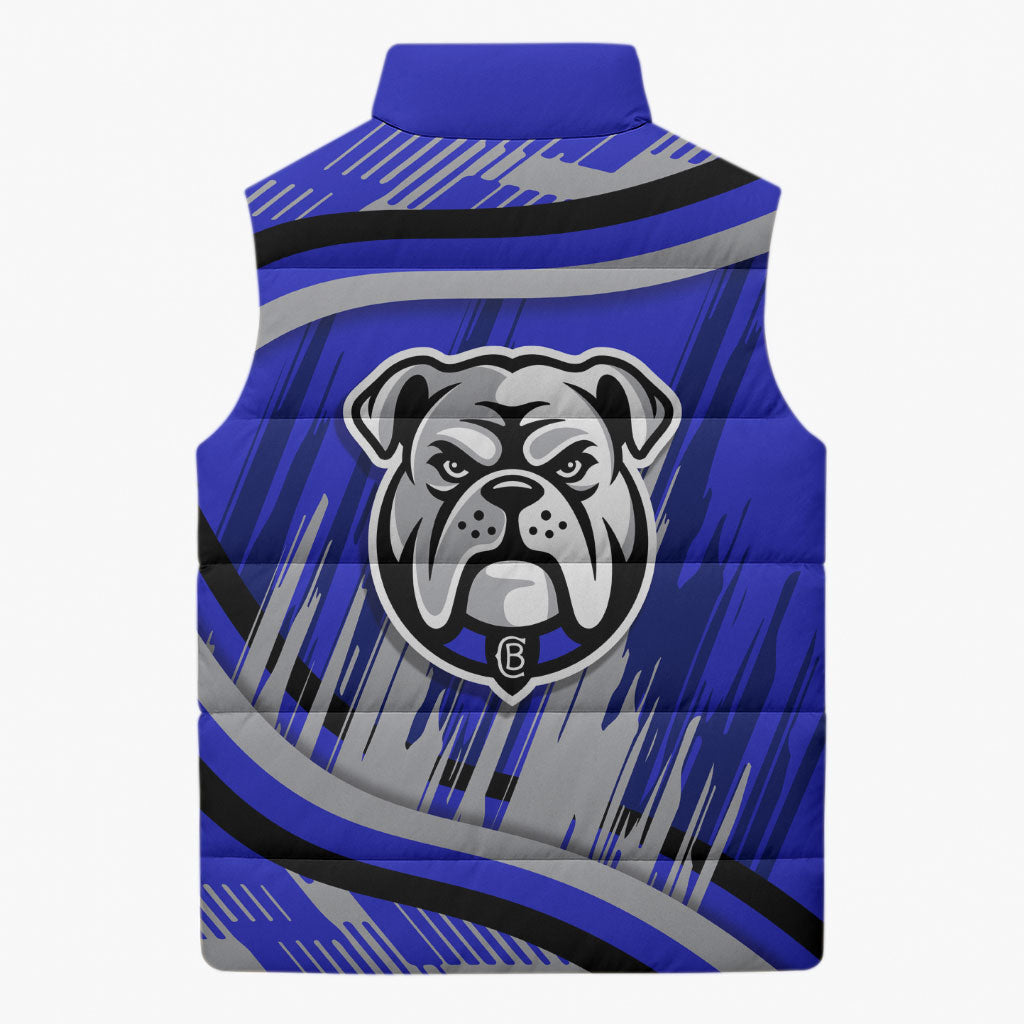 Bulldogs Rugby Mascot Sleeveless Puffer Jacket Fierce Athlete Graphic in Sports Style
