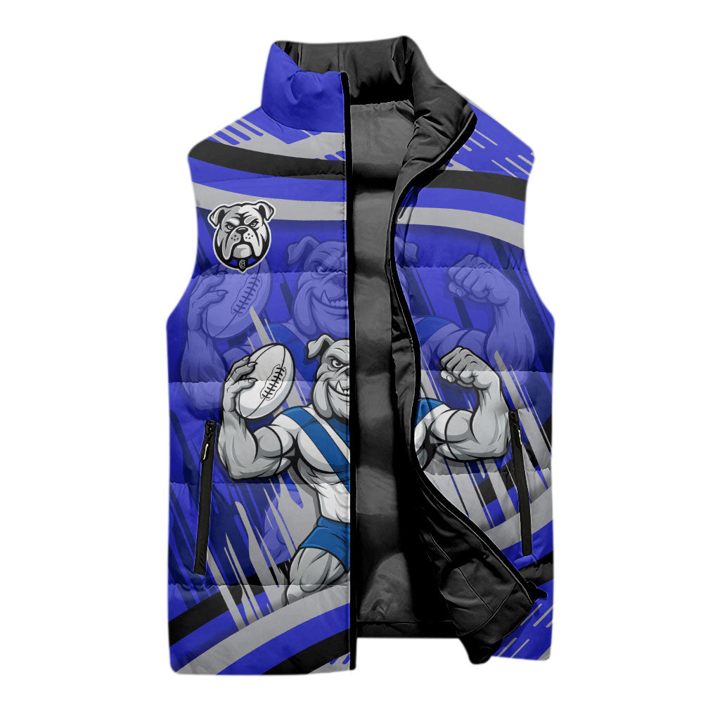 Bulldogs Rugby Mascot Sleeveless Puffer Jacket Fierce Athlete Graphic in Sports Style