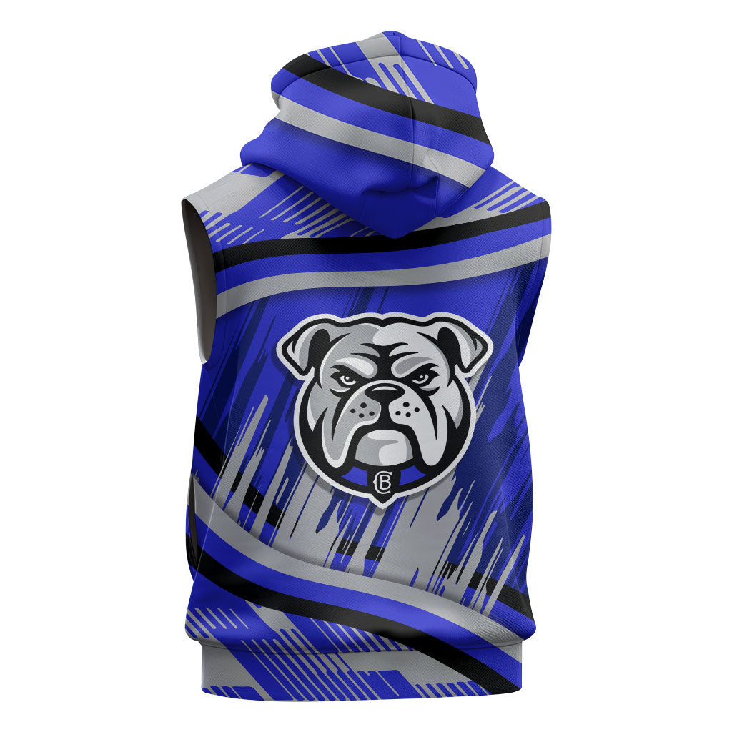 Bulldogs Rugby Mascot Sleeveless Zip Hoodie Fierce Athlete Graphic in Sports Style