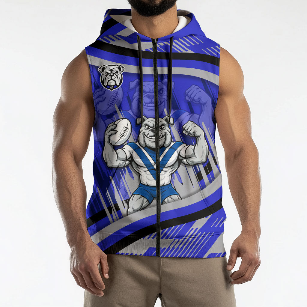 Bulldogs Rugby Mascot Sleeveless Zip Hoodie Fierce Athlete Graphic in Sports Style