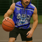 Bulldogs Rugby Mascot Sleeveless Zip Hoodie Fierce Athlete Graphic in Sports Style