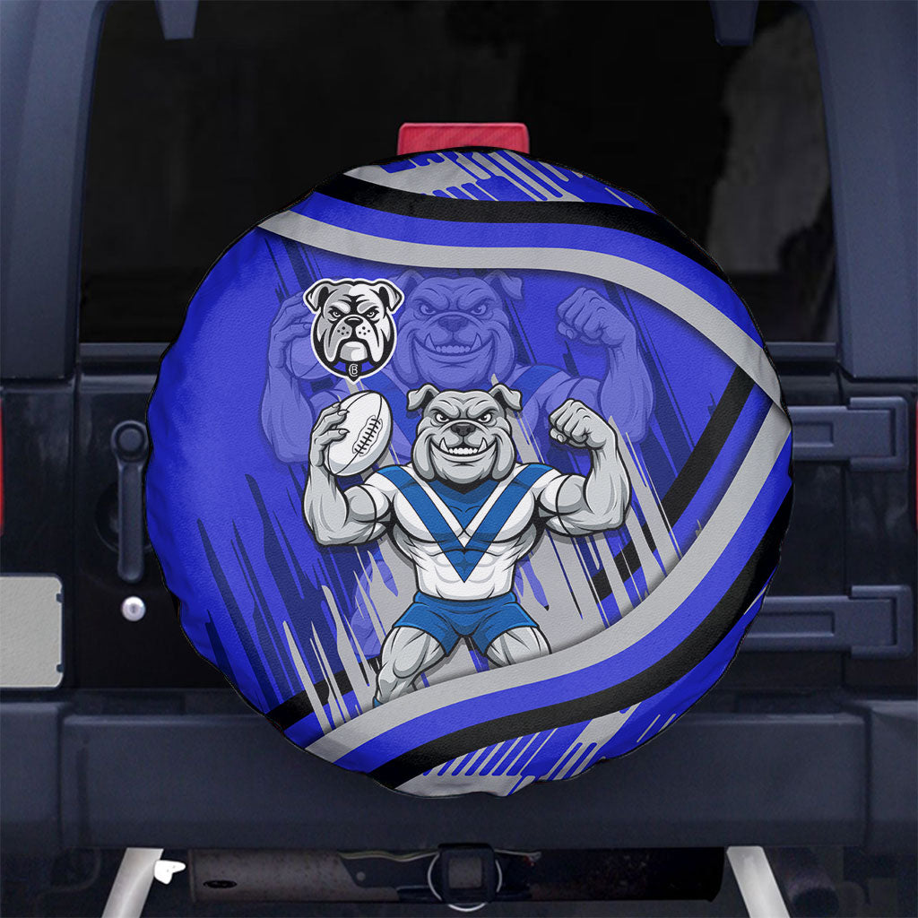 Bulldogs Rugby Mascot Spare Tire Cover Fierce Athlete Graphic in Sports Style