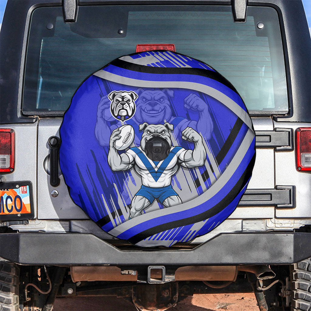 Bulldogs Rugby Mascot Spare Tire Cover Fierce Athlete Graphic in Sports Style